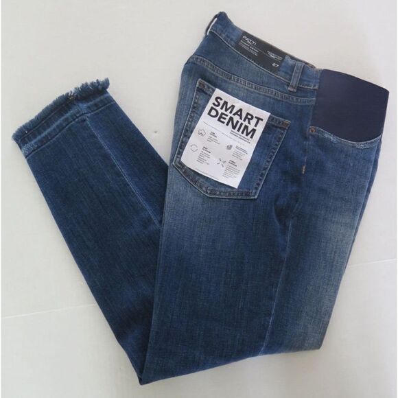 DL1961 Patti Women Sz 27 Blue High Rise Straight Frayed Hem Maternity Pants $198 - Picture 8 of 9